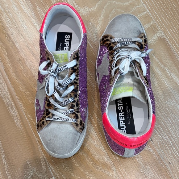 Golden Goose Women's Sneakers - Purple Glitter and Tan Leopard - Picture 3 of 5